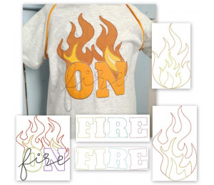 Stickdatei - Doodle Schriftzug On Fire Flammen